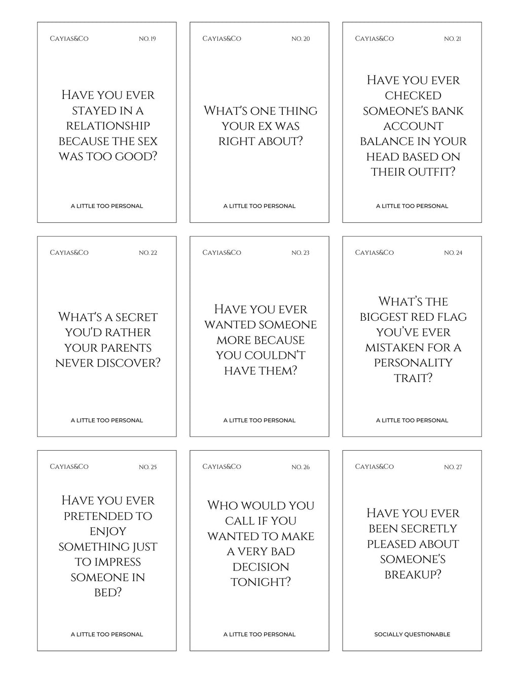 The Things We Don't Say Out Loud | Printable Conversation Cards